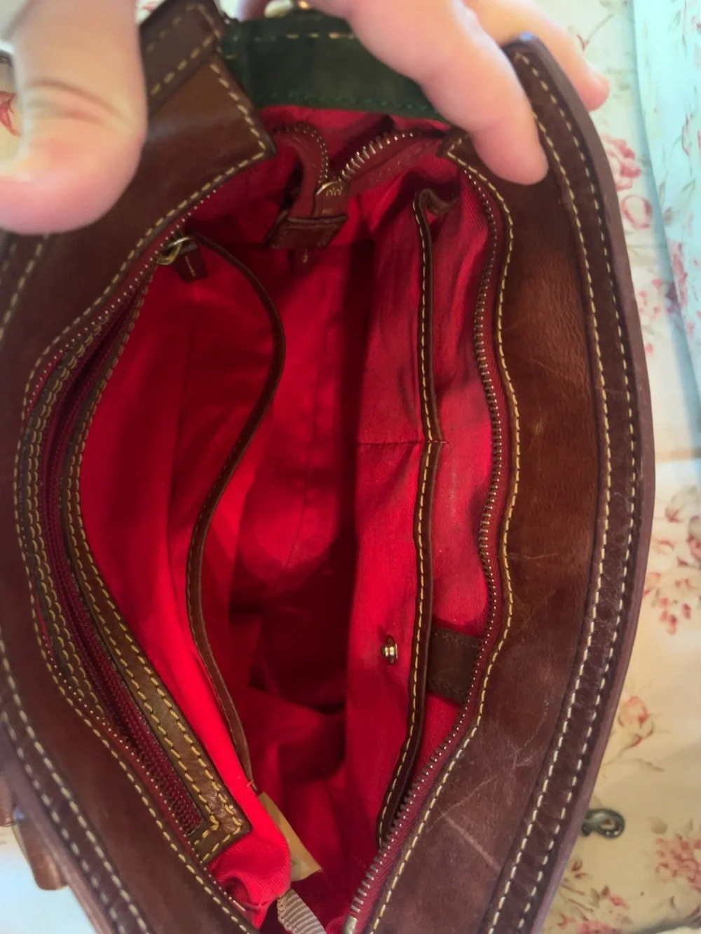 Dooney & Bourke Chocolate Brown Leather Satchel with Brass Hardware